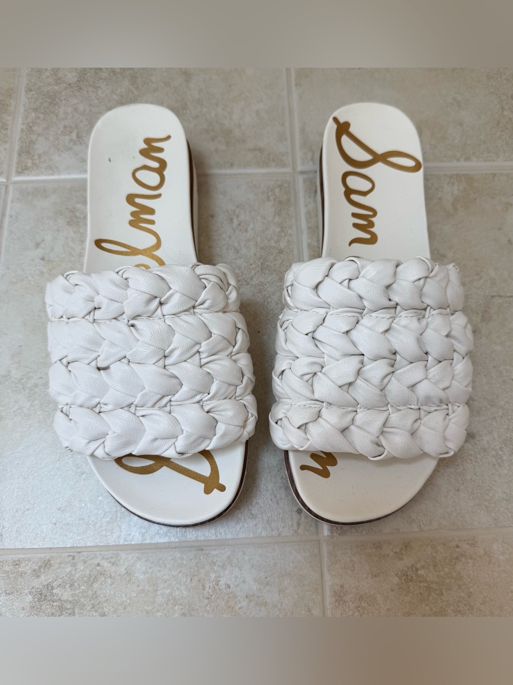 Sam Edelman Ainslie braided white slide sandals size 8